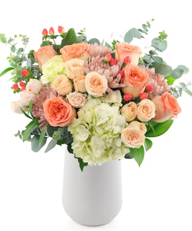 Feeling Peachy Floral Bouquet, Garden Roses, Hydrangea