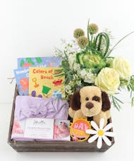 New Baby Crate - Fresh Flowers / Lavender Swaddle