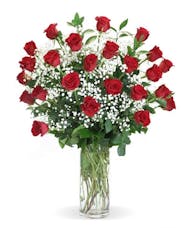 Red Roses Arranged  With Babies Breath
