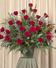 Red Roses Mache Tribute Basket
