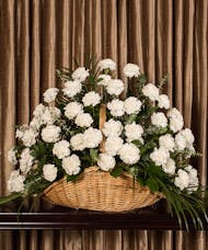 White Carnations Fireside Basket