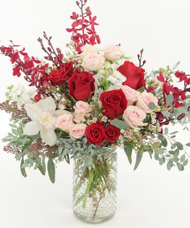 Beautiful Fresh Flower Bouquet, Roses & Orchids, Organic Wildflowers Valentines Day Flowers