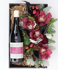 Wine & Holiday Flowers