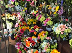 A close look at the lovely bouquets, chilling in Allen's walk-in cooler
